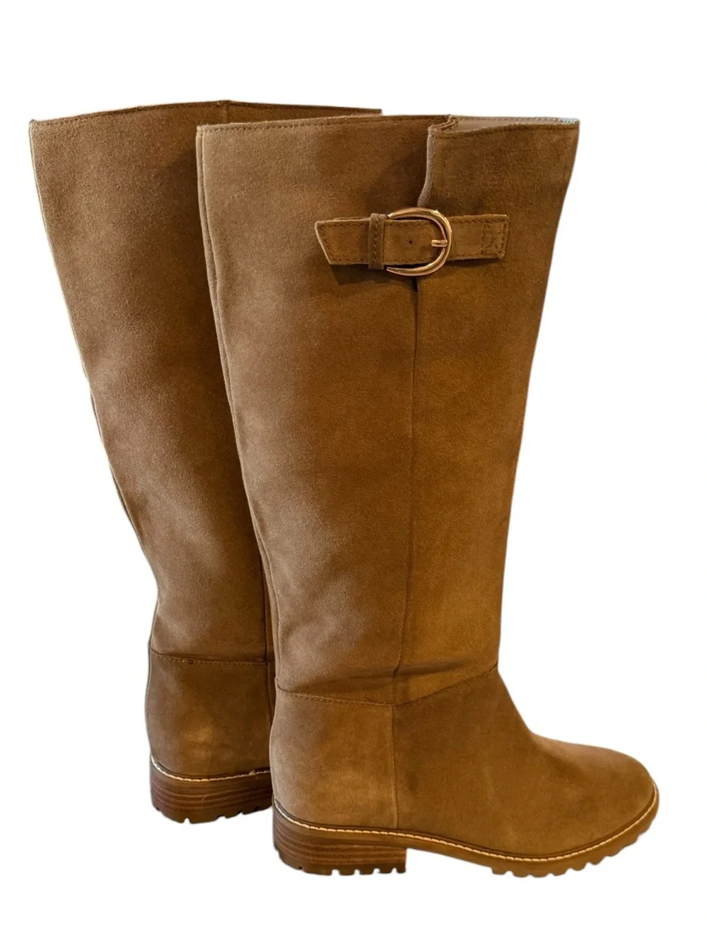 Steve Madden Leary Tan Suede Knee High Boots Size 8W Wide Calf